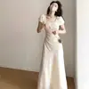 Vestido Longo Floral Único Estilo Francês Super Bonito para Férias na Beira-Mar para Mulheres, Verão Elegante de Alta Qualidade com Ajuste na Cintura