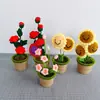 Decoraciones y Adornos de Ganchillo Hechos a Mano para Interiores, Similares a los de Xiaohongshu, con Macetas Falsas y Arreglos de Flores Artificiales