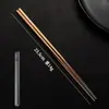 Palillos Cuadrados Medios de Cristal de Hielo de Titanio Puro de 23.5 cm, Palillos Portátiles para Estudiantes, Estuche Portátil de Viaje, Un Palillo por Persona, Antimoho, Antideslizantes