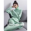 Conjunto de Ropa de Invierno Nuevo 2025 Estilo Coreano Verde Claro Suéter de Cuello Alto Pantalones Casuales Conjunto de Dos Piezas para Mujer