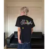 Camiseta Bordada Floral Retro Europeia e Americana de Manga Curta Masculina Verão Tendência Marca Design de Nicho Pesado Top Solto de Meia Manga