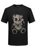 Ropa para Hombre 2026 Nueva Camiseta de Manga Corta para Hombre Otoño e Invierno con Forro Polar, Algodón Puro, Diseño de Oso con Pedrería, Talla Grande, Peso Pesado