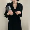 Estilo Coreano Chic Primavera y Otoño Estilo Francés Retro Elegante Reductor de Edad Sexy Vestido de Tirantes Conjunto de Dos Piezas de Camisa y Chaqueta para Mujer