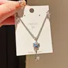 Collar Azul Sal Marina~Flor y Estrella de Zirconia, Cadena de Clavícula de Lujo Ligero de Gama Alta, Collar de Diseño Minimalista Versátil para Mujeres
