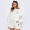 Roupa Nova de Comércio Exterior para Mulheres, Conjunto de Moletom com Gola Redonda, Conjunto Esportivo Casual com Capuz, Moletom de Lã Fashion, Roupas da Moda