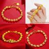 Vietnã areia de ouro moda feminina fosco pulseira de quatro folhas trevo liso sólido redondo contas masculinas e femininas pulseiras fornecimento por atacado