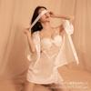 Encaje Push-Up Transparente Seductor Deseo Puro Sin Espalda Acolchado Camisón Conjunto de Lencería Ropa para el Hogar con Tirantes