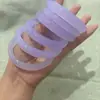 Pulsera de Calcedonia Violeta Brasileña Color Gradiente Té de Leche de Taro Lichi Congelado Morado Claro Ágata Lavanda Pulsera