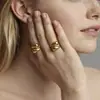 Misterio y Elegancia: Nuevo Anillo de Acero Inoxidable Hueco con Diseño Europeo y Americano Transfronterizo, Forma de Gota de Agua Abierta para Dedo Índice con Recubrimiento de Oro PVD, Accesorio de Mano de Moda y Único