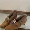 Zapatos Mary Jane de ante con punta fina estilo coreano, hebilla metálica y correa única, nueva colección otoño/invierno 2025 para mujer, bailarinas mullidas de punta baja