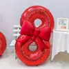 Globo Digital Rojo con Lazo de 32 pulgadas Decoración Fiesta Primer Año Ambiente Lugar de Cumpleaños Montaje Accesorios Venta al por Mayor