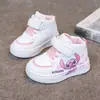 Tênis de Cano Alto Infantil, Sapatos Infantis de Tamanho Pequeno e Médio, Sapatos de Bebê e Criança Pequena com Desenho Fofo, Sapatos Casuais Brancos para Meninas, Respiráveis e Leves