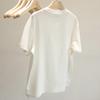 Camiseta de manga corta con estampado de letras para mujer, estilo coreano, primavera 2025, informal, combinable, con cuello redondo y holgada