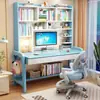 Mesa de Estudio Infantil de Madera Maciza Escritorio de Escritura Elevable para Estudiante de Dormitorio Escritorio de Estudio con Estantería Escritorio de Computadora Sencillo