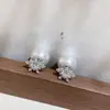 Pendientes de Personalidad Modernos y Versátiles con Incrustaciones Sencillas de Circonita, Pendientes de Perla Únicos con Forma de Copo de Nieve, Pendientes de Doble Uso
