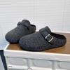 Sapatos Mao Mao estilo coreano Chinelos Meio Dedo Femininos Outono e Inverno Forrados com Lã Quentes Antiderrapantes Sapatos Borken Slip-on Versátil Sapatos Muller