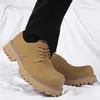 [Personalizado] Zapatos de Cuero para Hombre, Estilo Británico Formal de Negocios, Punta Ancha Suela Gruesa, Zapatos Derby con Punta Redonda y Punta Ancha para Aumentar la Altura