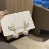 @Pendientes de Corazón con Pedrería y Perlas de Moda Coreana para Mujer, Pendientes Elegantes y de Lujo con Diseño de Nicho