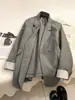 Blazer de diseñador gris estilo británico para mujer, nuevo traje de moda de moda para el trabajo, primavera y otoño 2026