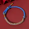 Pulsera tejida a mano de Xizang con Nudo de Flor de Melocotón de la Fortuna de Cinco Vías, Cuerda Multicolor Estilo Étnico, Pulsera de Cuerda Roja de la Montaña Wutai