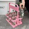 Cesta Portátil Dobrável para Cerveja Bebida Armazenamento Cor Retro Francesa Cesta de Piquenique Portátil Café