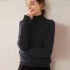 Suéter de cashmere de gola alta para mulheres, pulôver, cor sólida, malha de cor pura dupla camada espessada, suéter base tricotado