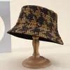 Chapéu de Pescador Xadrez Pepita Outono Inverno Mais Vendido Transfronteiriço Chapéu Balde à Prova de Vento Feminino Chapéu Versátil da Moda para Lazer ao Ar Livre