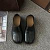 Versão em couro de vaca! Sapatos Retro de Bico Fenda Estilo Britânico 2025 Sapatilhas Pé de Porco Sapatilhas Femininas Slip-On Preguiçosas de Couro