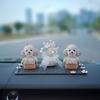 Adornos para el Interior del Coche, Adornos para Coche con Cabeza Oscilante, Perro Teddy de Pedrería, Gato de la Suerte para Coche, Conductora Independiente Transfronterizo