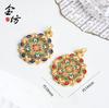 Colgante de loto pintado con flor de tesoro azul quemado y esmalte cloisonné dorado de Vietnam de larga data, accesorio de moda nacional