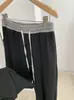 KEKEZOON Pantalones de Chándal Anchos de Pierna Recta Elásticos de Cintura Alta con Cordón y Parches de Color Contrastante para Mujer Otoño Pantalones Largos Rectos 8788