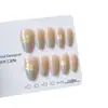 Manicura Francesa de Uñas Florales Estéreo Color Verde Claro Natural Transfronteriza 30 Piezas Desmontables para Exportación