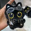 Lindo Gato Negro Punk Muñeca Colgante Peluche Juguete Collar de Rock Guitarra Peluche Llavero