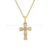 Collar Cruz Completo de Diamantes Versión Alta de Precisión CNC Cadena Serpiente Gruesa Chapada en Oro Real de 18 Quilates Plata de Ley Transmisión en Vivo Dropshipping