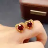 Aretes de Garneta Natural Transfronterizos, Joyería de Plata 925 de Alta Gama de Nicho, Venta Directa de Fábrica de Joyería 6*6 Incrustados