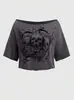 Verão Novo Estilo Retrô Sexy Slim Moda Garota Quente Manga Curta Europeu e Americano Alças Camiseta Estampada Feminina Tops Atacado