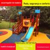 Grande pau-rosa aço inoxidável multifuncional escorrega de diversão furo de perfuração escalada mirante combinação interna restaurante educação infantil