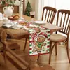 Bandera de Mesa Navideña Estampada Temu Transfronteriza Lino Estampado Decoración de Entrada de Mesa de Cocina Mantel Pequeño Muñeco de Jengibre