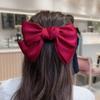 Novo Vinho Tinto Grande Bow Cabeça Corda Net Red Sun Estilo Costas da Cabeça Horizontal Clip Hairpin Spring Clip Fairy Mori Estilo Super Fada