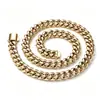 Collar transfronterizo de acero inoxidable, chapado en oro de 14 quilates, cadena de eslabones cubanos que conserva el color, cierre de resorte, cadena de acero de titanio, disponible para venta al por mayor y en stock