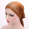 Tecido de Poliéster Elástico AliExpress Touca para Quimioterapia com Strass Quente na Ponta dos Dedos Lenço de Cabeça Feminino