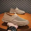 Zapatos para hombre de talla grande transfronterizos, zapatos de malla hueca transpirables de verano, zapatos de cuero huecos transpirables sin cordones para hombre, mocasines casuales