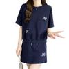 Traje Deportivo Casual para Mujer 2025 Nuevo Verano Estilo Hong Kong Suelto para Correr Sal Pantalones Cortos de Manga Corta Conjunto de Dos Piezas