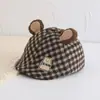 Nuevo Gorro Boina para Bebé Estilo Primavera y Otoño Gorra Plana para Niños y Niñas Sombrero de Sol Retro a Cuadros para Niños
