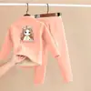 Conjunto de Ropa Interior Térmica para Niños con Forro Polar y Terciopelo Alemán Espesado Ropa de Casa Ropa de Otoño para Bebé y Pantalones Pijamas para Niños y Niñas