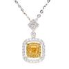 Drenagem Viva Grupo de Luxo Cravejado com Diamante Completo Colar de Diamante Amarelo Sintético em Forma de Almofada Quadrada Micro-cravejado com Pequeno Pingente Elegante de Açúcar