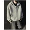 Cardigã com Capuz Outono e Inverno Unissex Solto Estilo Old Money Suéter Cor Sólida Bolso Real Jaqueta de Tricô Retrô