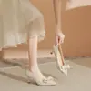Tacones Altos de Punta Francesa con Lazo de Pedrería para Mujer Zapatos de Boca Baja Completamente de Diamante Tacón de Aguja No Cansan el Pie Zapatos de Regalo para Adultos
