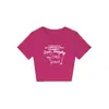 Camiseta Blanca de Cuello Redondo Ajustada de Manga Corta para Mujer, Nueva Tendencia de Verano Estilo Americano Diseño de Letras de Marca Top Chica Picante