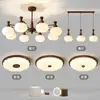 Candelabro de sala de estar antiguo medio atmósfera retro americana lámpara principal 2025 nuevo paquete combinado de lámpara de caqui para toda la casa